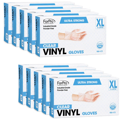 ForPro Disposable Vinyl Gloves, 3.9 Mil, Powder & Latex-Free, Food Safe