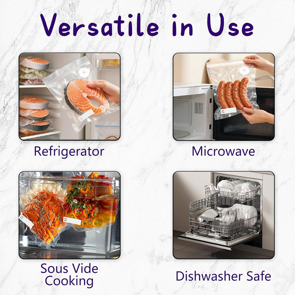 30-Pack XL Large Vacuum Sealer Bags & 2 Bonus Sealing Clips, Compatible with Chef Preserve – BPA-Free (12 x 20 in) Reusable Food Storage Bags for Freezer, Microwave, Sous Vide – Leak-Proof