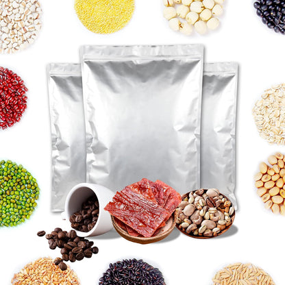 10PCS 5 Gallon Mylar Bags with 2500CC Oxygen Absorbers and Labels, Zipper Resealable Pouches Heat Sealable Bags for Long Term Food Storage