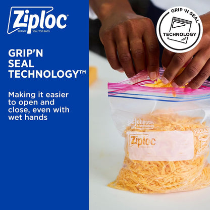 SC Johnson Professional, Ziploc Storage Bags, For Food Organization and Storage, Double Zipper Seal, Easy-Open Tabs Quart, 500 Count
