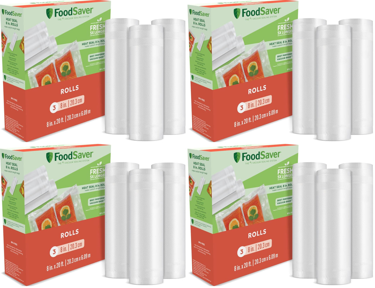 FoodSaver Custom Fit Airtight Food Storage and Sous Vide Vacuum Sealer Bags, 8 x 20' (Pack of 3), Perfect for Meal Prep and Sous Vide Cooking