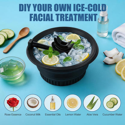 Face Ice Bath Bowl Built-in Ice Tray and Cover with Breathing Tube