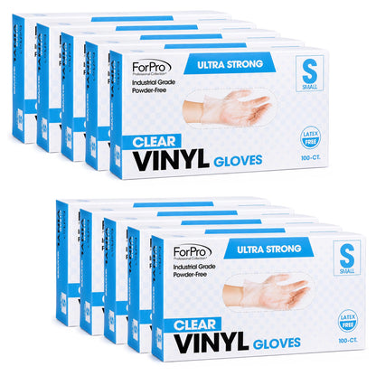 ForPro Disposable Vinyl Gloves, 3.9 Mil, Powder & Latex-Free, Food Safe