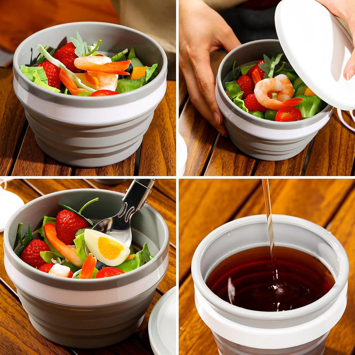 Odoland Camping Collapsible Silicone Cup and Bowl Set, Portable Mess Kit