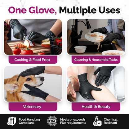 GripProtect Precise Black Nitrile Gloves 4 Mil, Chemical Resistant Gloves