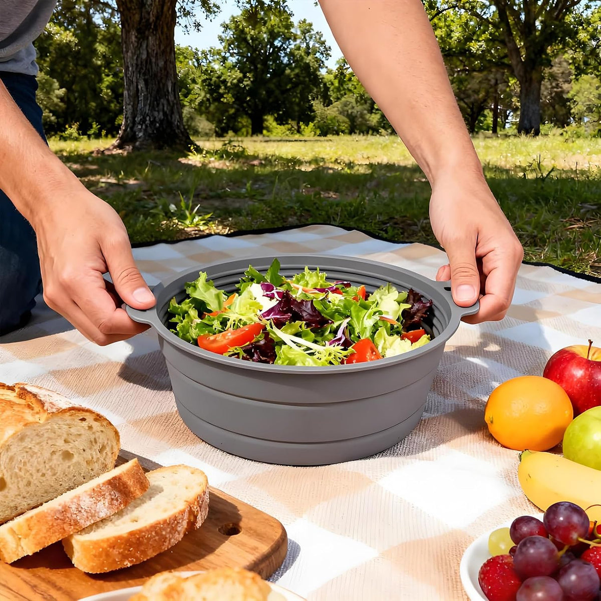 Collapsible Silicone Bowl for Camping, 25cm x 8.5cm