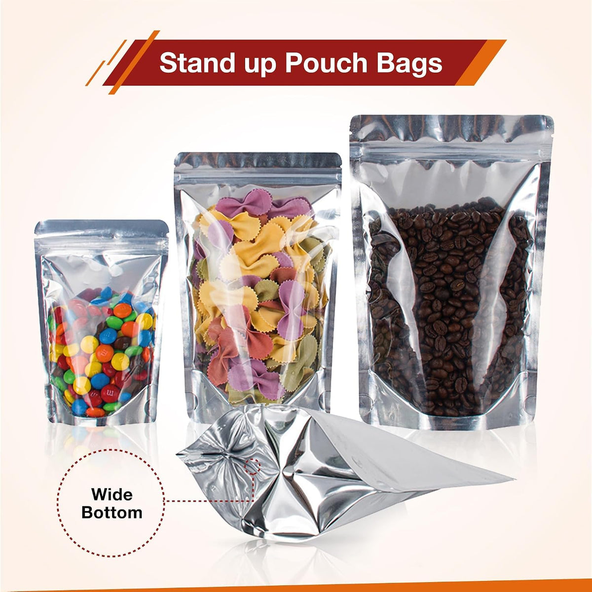 5x8 Mylar Bags for Food Storage - Pack Of 100-7.5mil Thickness