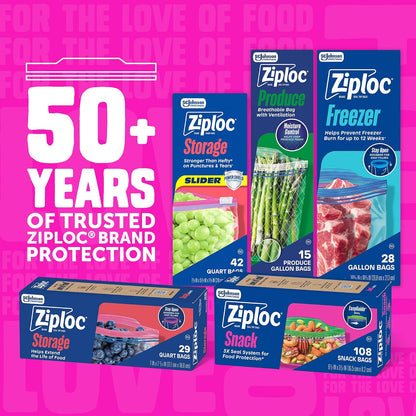 Ziploc Gallon Food Storage Bags, Stand-Up Bottom, 81 Count