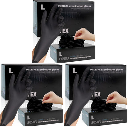 FINITEX Black Nitrile Disposable Gloves 5mil Medical Exam 100PCS,XL