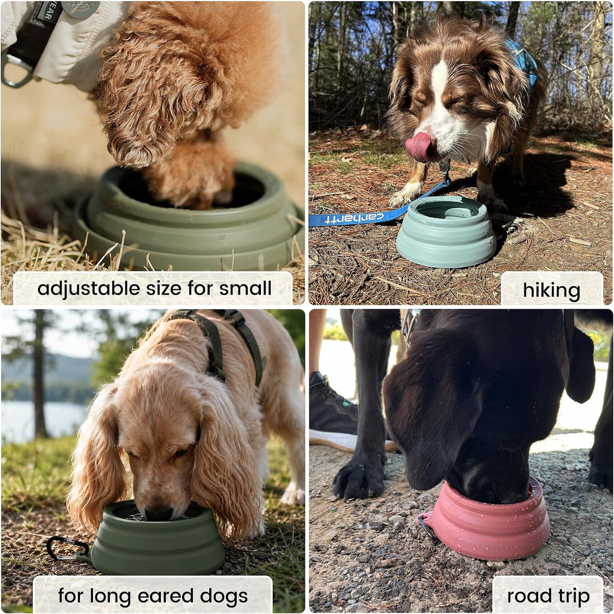 OHMO Spill Proof Collapsible Dog Bowl, 34oz Portable Dog Water Bowl