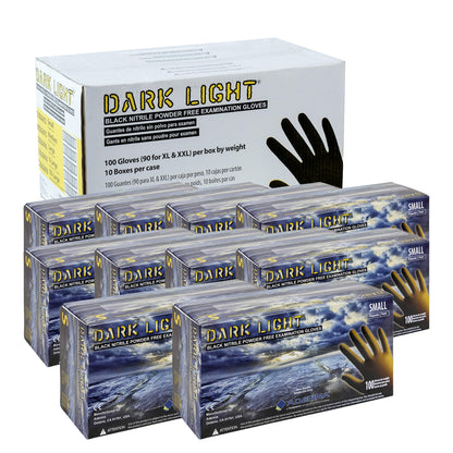 Adenna DLG675 Dark Light 9 mil Nitrile Powder Free Exam Gloves (Black, Medium) Box of 100