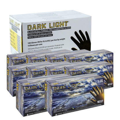 Adenna DLG675 Dark Light 9 mil Nitrile Powder Free Exam Gloves (Black, Medium) Box of 100