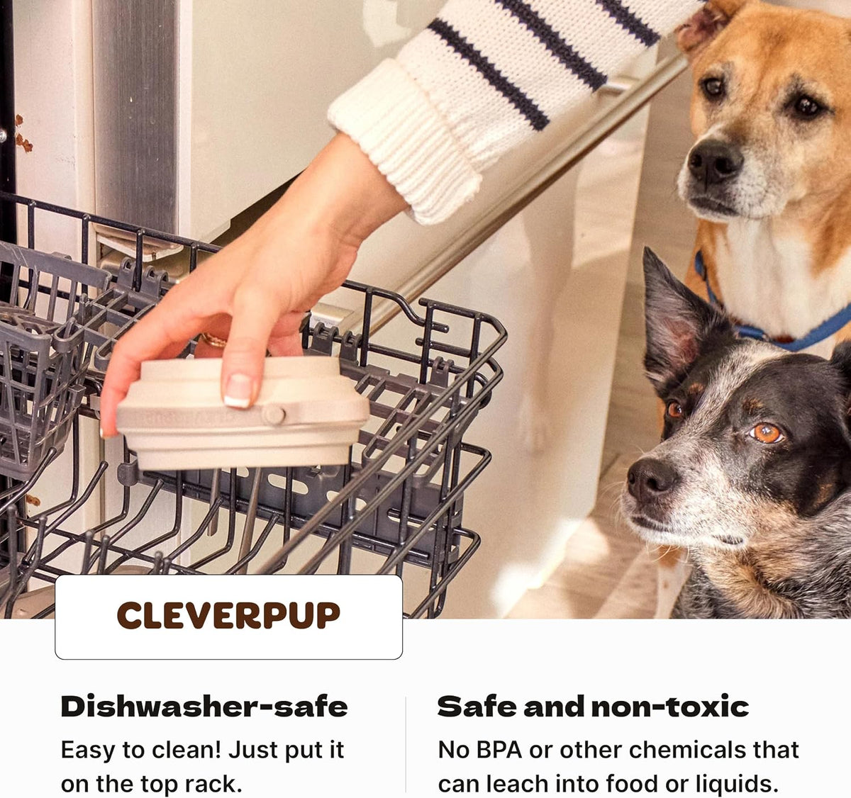 Cleverpup Nomad Large Collapsible Travel Dog Bowl - 4 Cup, Grey Silicone