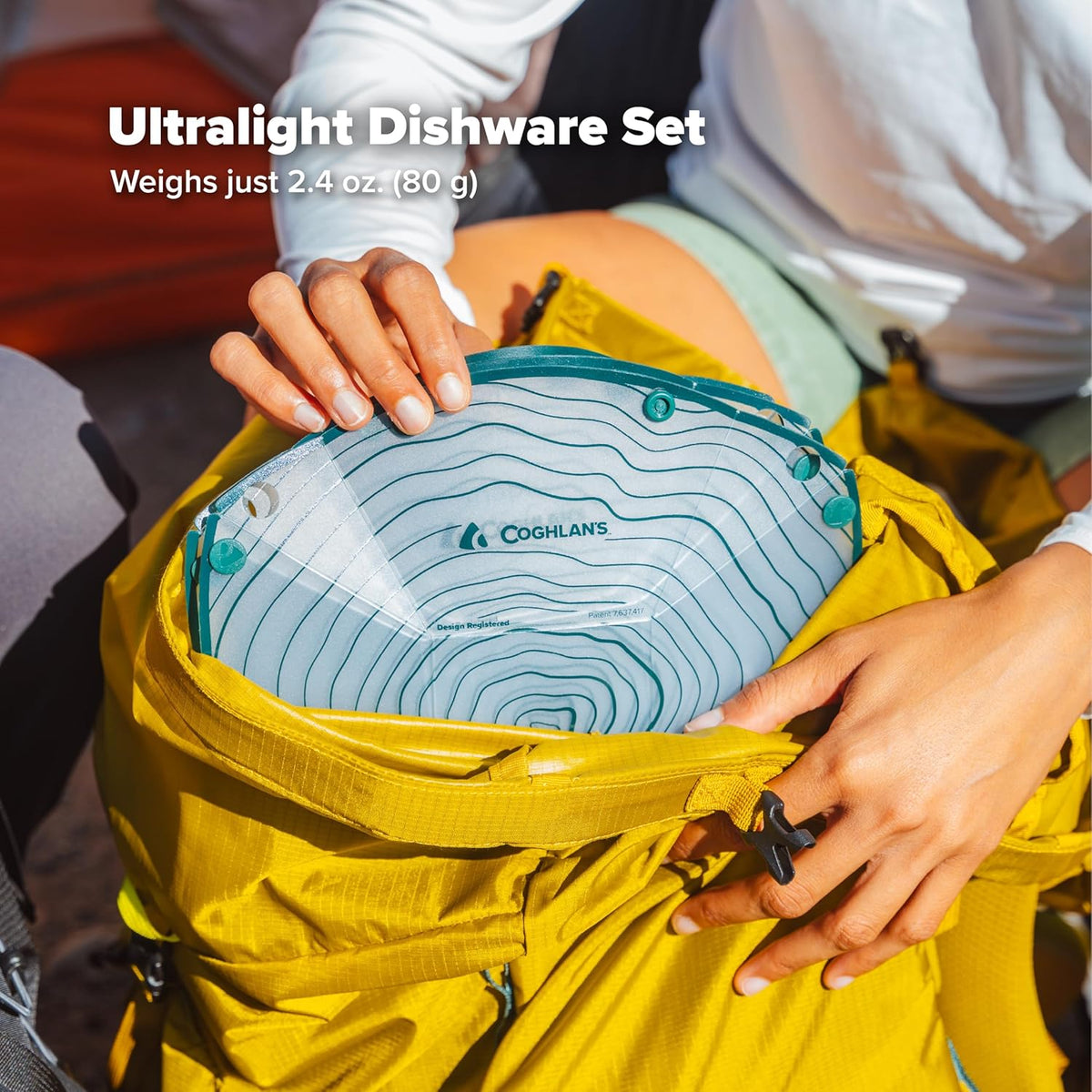Coghlan's Snapfold™ Solo Pack 3-Piece Collapsible Tableware Set – Lightweight 4 oz, Leakproof, Compact Camping Gear for Backpacking, Hiking, and Outdoors, Includes Foldable Cup, Bowl, and Dish