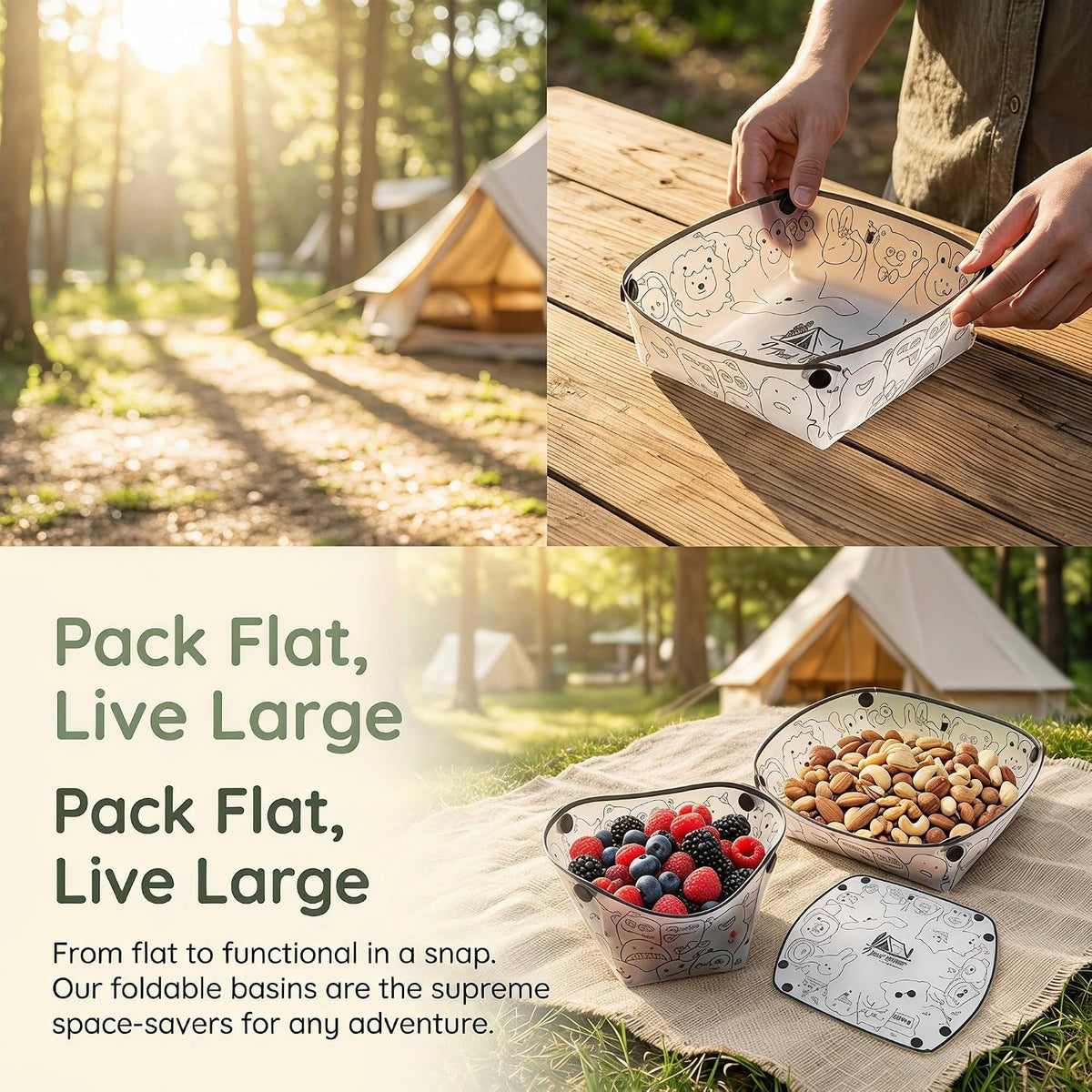 Foldable Bowl 10 Pack Collapsible Camping Bowls for Backpacking Travel