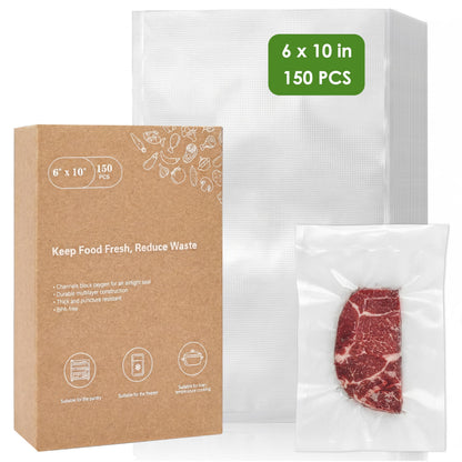 Vacuum Sealer Bags for Food Storage, 150pcs Precut Pint, Quart & Gallon