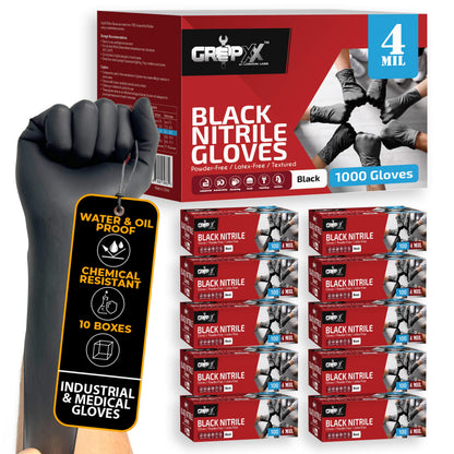 London Labs Black Nitrile Gloves Disposable Latex Free & Powder Free, 4 Mil Rubber Glove, Cleaning, Cooking, Mechanic(XS-XXL)